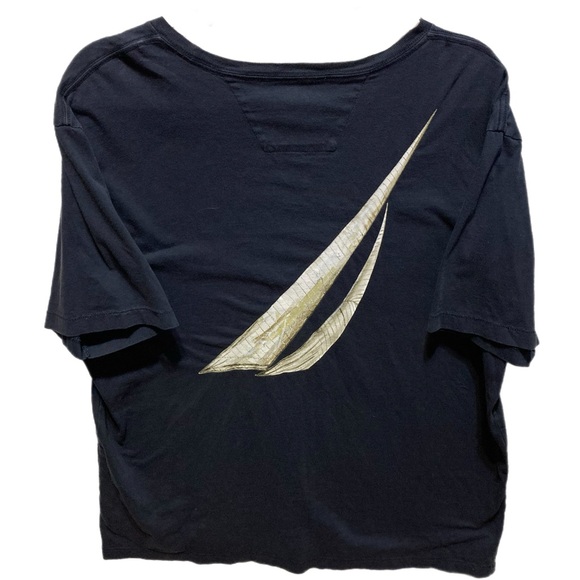 NAUTICA L navy blue back graphic tee relaxed fit unisex GUC 0868 - Picture 2 of 4